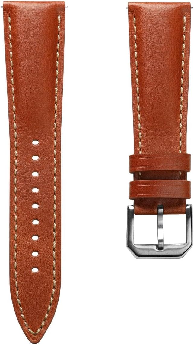 Tenby Classic Leather Watch Strap, made from waxed-oiled full grain calf hide leather, with quick-release spring bars. In black, brown, burgundy and green. Sizes include 20mm and 22mm