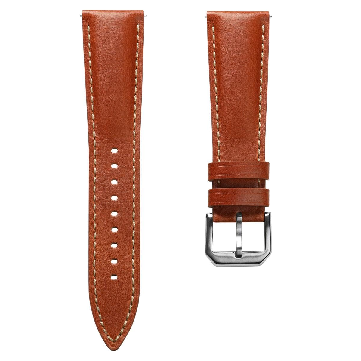 WatchGecko Cinturino in pelle Tenby | Cinturino di ricambio per orologio in pelle di vitello pieno fiore oliata, finitura semilucida, chiusura a sgancio rapido