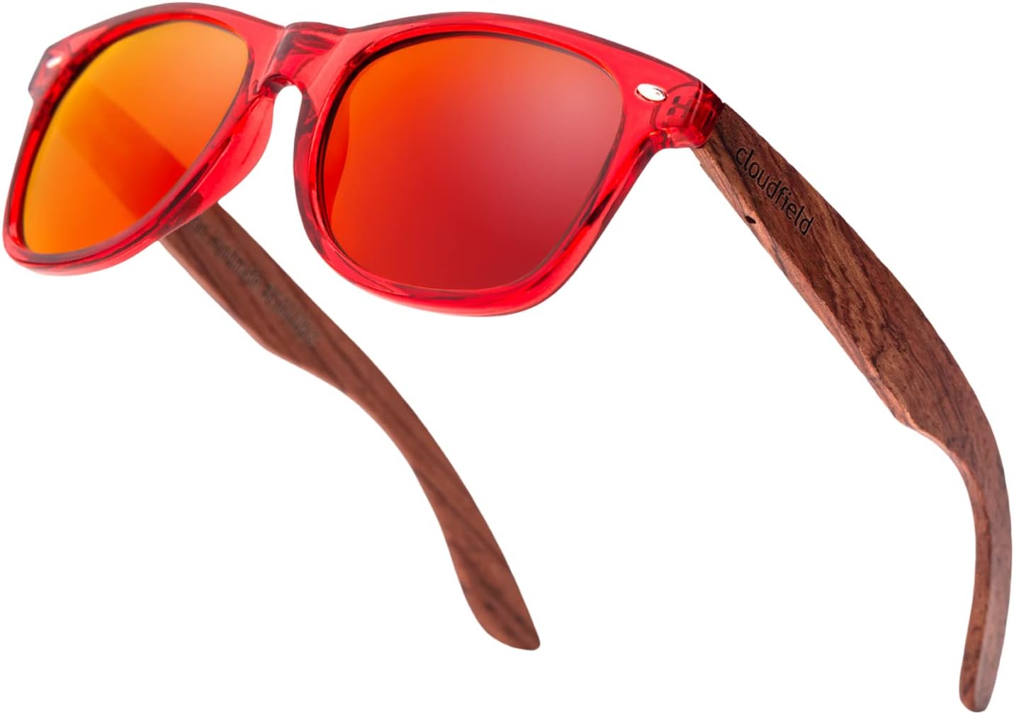 cloudfield Wood Frame Sunglasses for Men and Women with 9-Layer Polarized Lenses and Double Layer of UV Blocking Coating