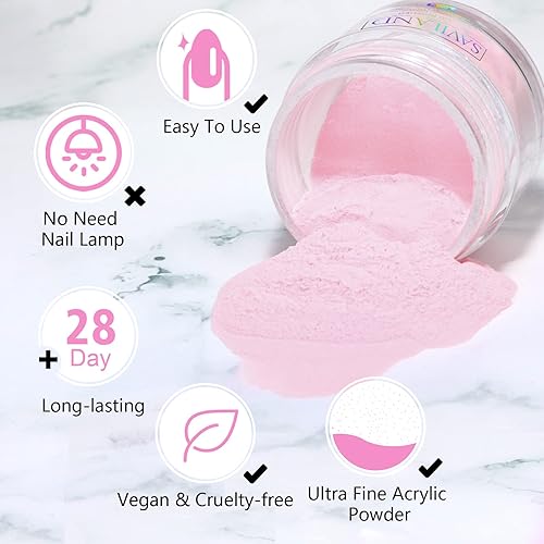 Miniatura 6 de Saviland Polvo acrílico rosa  Polvo de uñas acrílico de color profesional de 1 oz, polvo acrílico de color para extensión de uñas, tallado de arte