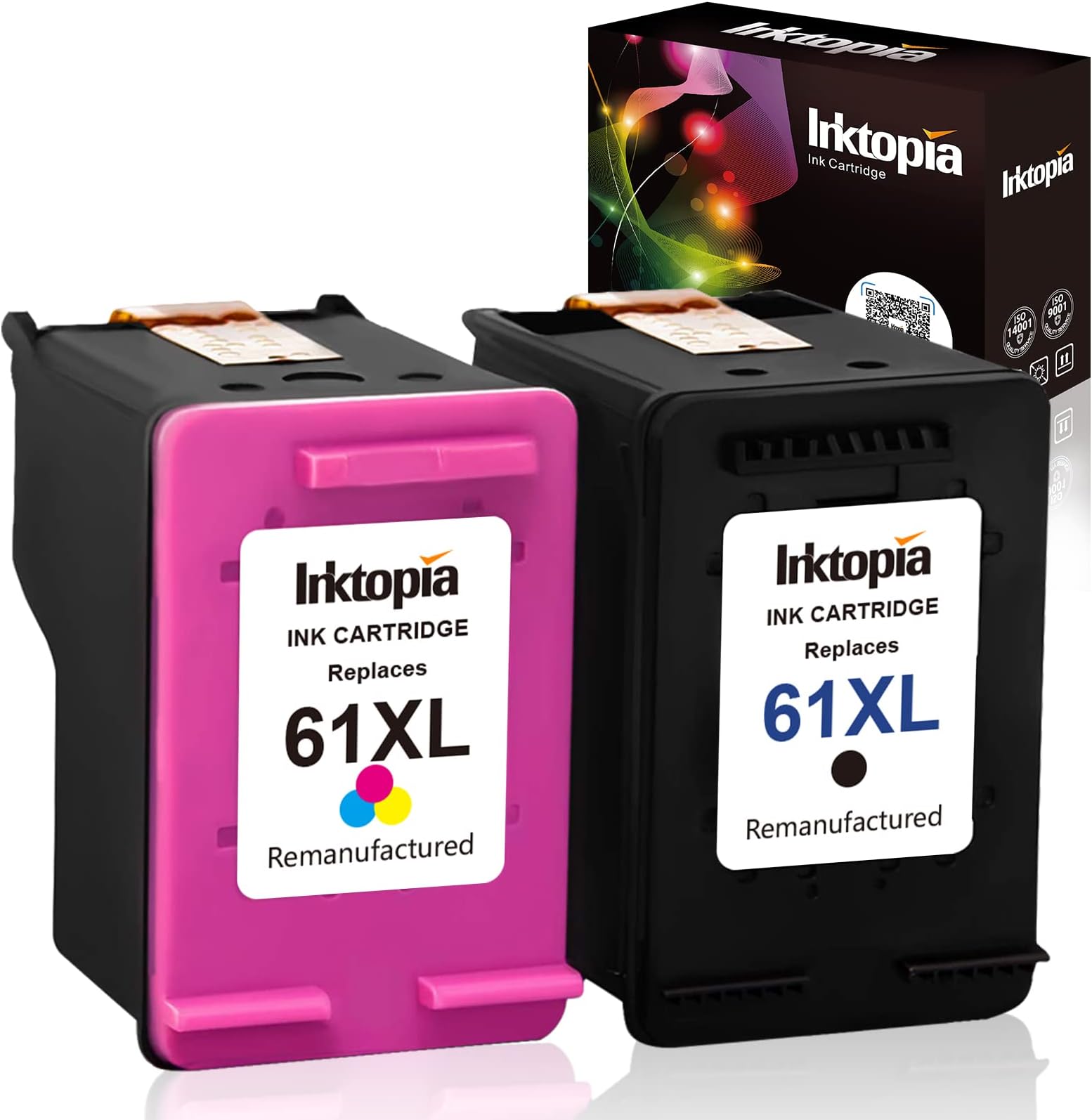 Inktopia Remanufactured Replacement for HP 61XL Ink Cartridge (1 Black 1 Color))