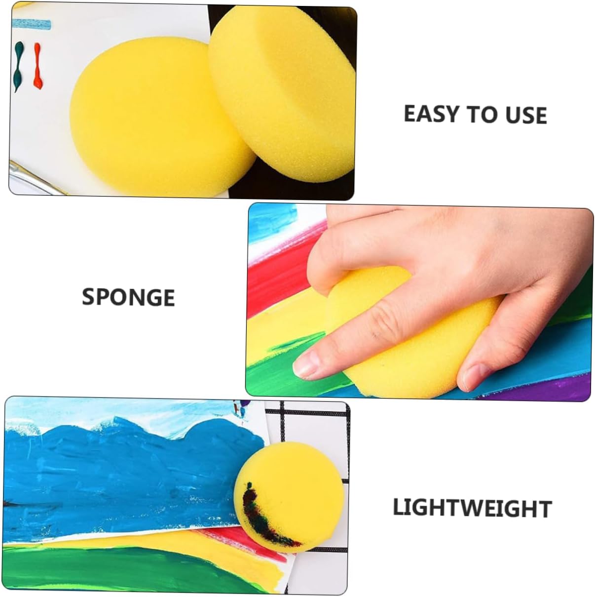 Generic 50pcs Painting Sponge Paint for Pottery Sponge for Face Cleaning Handicraft DIY Sponge Water Absorption Sponge Artist Yellow Paint Car Foam Brush, 7X7X2.5CM, 05A34J387V300JSA