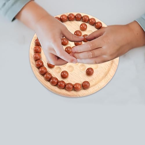 Miniatura 6 de Juego de juegos de mesa de madera, tarjeta redonda de ajedrez y clavija clásica redonda de 5.5 pulgadas, juguetes educativos cognitivos de viaje