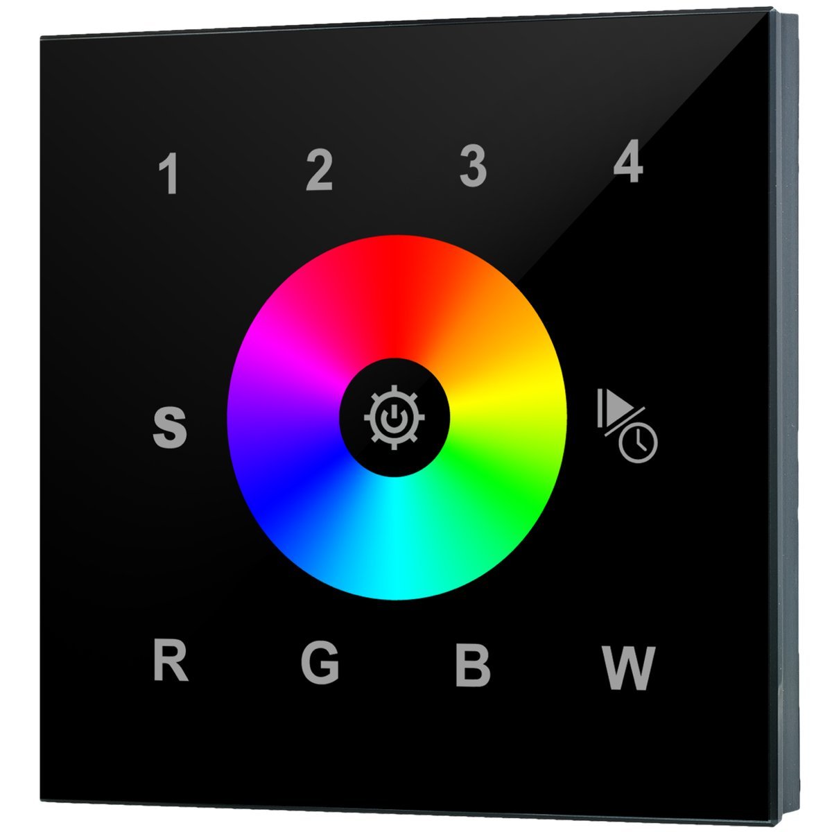 Control de pared táctil inalámbrico: para LED RGB/RGB+W/RGBW, 4 zonas, conexión de 230 V, instalación en caja de interruptor, no es un dispositivo universal: se requiere controlador