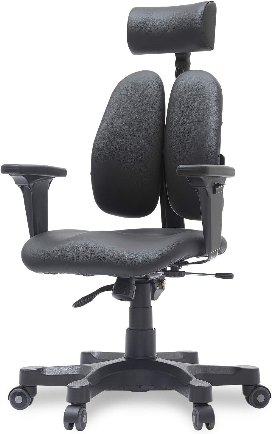 Duorest Gold Ergonomic Office Chair with Twin Backrests, Duorest System for Proper Posture and Pressure Distribution, Height Adjustable Headrest Armrest, Tension Tilt [Synthetic Leather/Black]