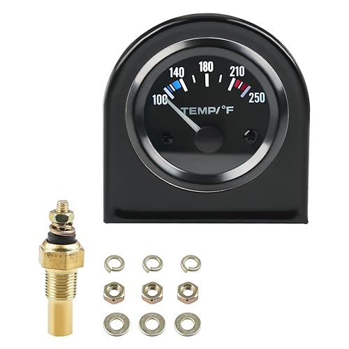 WATERWICH Medidor de temperatura del agua de 2 pulgadas, 2.047 in, 100-250 ℉, kit de medidor de temperatura del agua DC12V para barco, automóvil,
