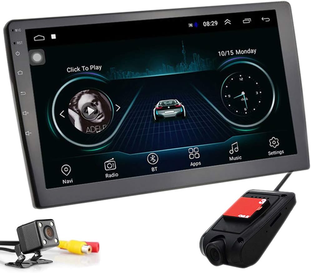 Polarlander10 Inch Car Multimedia Player 2 din Android Car Stereo Radio Bluetooth WiFi GPS Audio Mirrorlink MP5 Player with Rear Camera and DVR