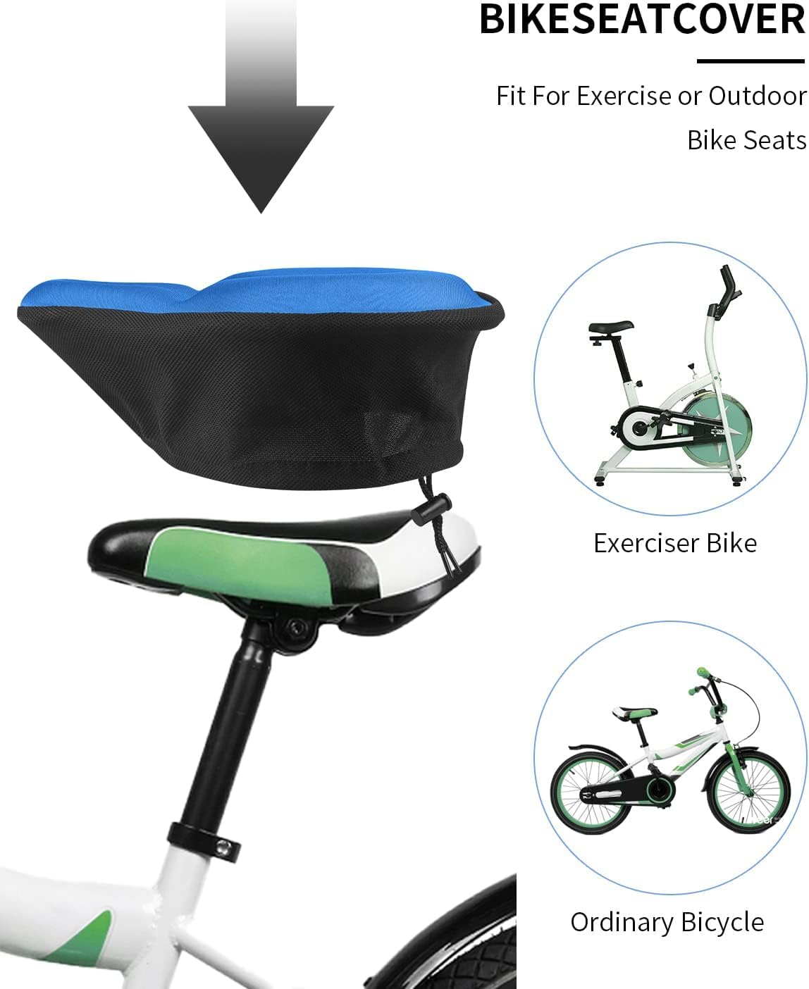 MSDADA Coprisella Bici in Gel, Grande Coprisella Cyclette, Copri Sella Bici da Corsa, Bicicletta per Elettrica, Spinning, Strada, Mountain Bike, Cyclette(Blu)