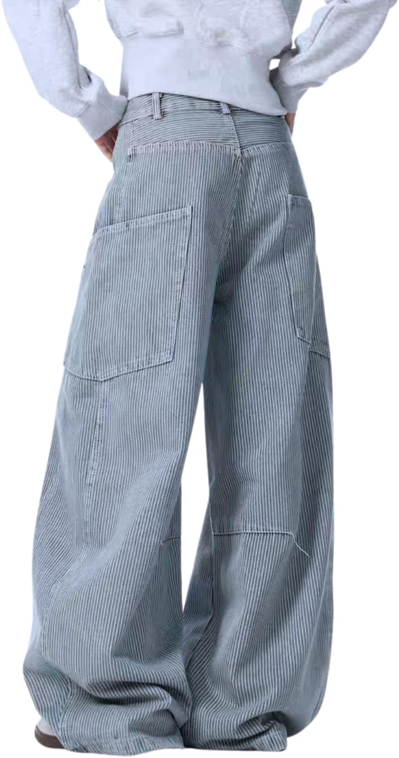 Baggy Jeans for Women Men Wide Leg Barrel Jeans Striped Loose Denim Pants Casual Sweatpants Vintage Clothes - Image 5