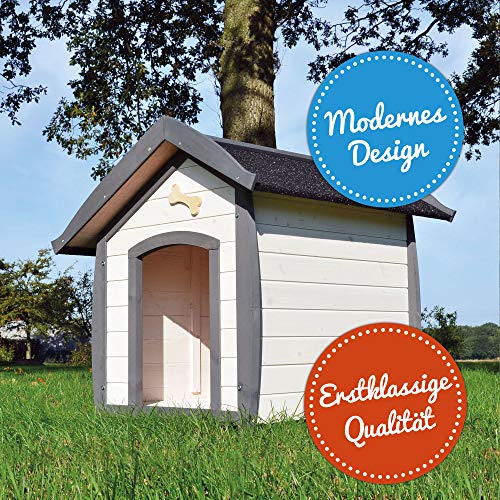zooprinz wetterfeste Hundehütte Bella - aus massivem Holz - perfekt für draußen - mit umweltfreundlicher Farbe gestrichen in modernen Farben - 3 Größen zur Wahl