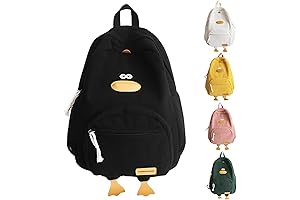 Duck Cute Backpack: Roomy Kawaii Corduroy Daypack in Black
