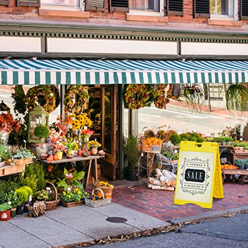 Jumbl A-Frame Signboard 22” X 28” Display Surface – Large Outdoor Sandwich Board W/Weather Resistant Pvc Sign Protector & Sand Fill Holes – Dual Signage Stand For Storefront Sidewalk Curb (Yellow) #TOP1