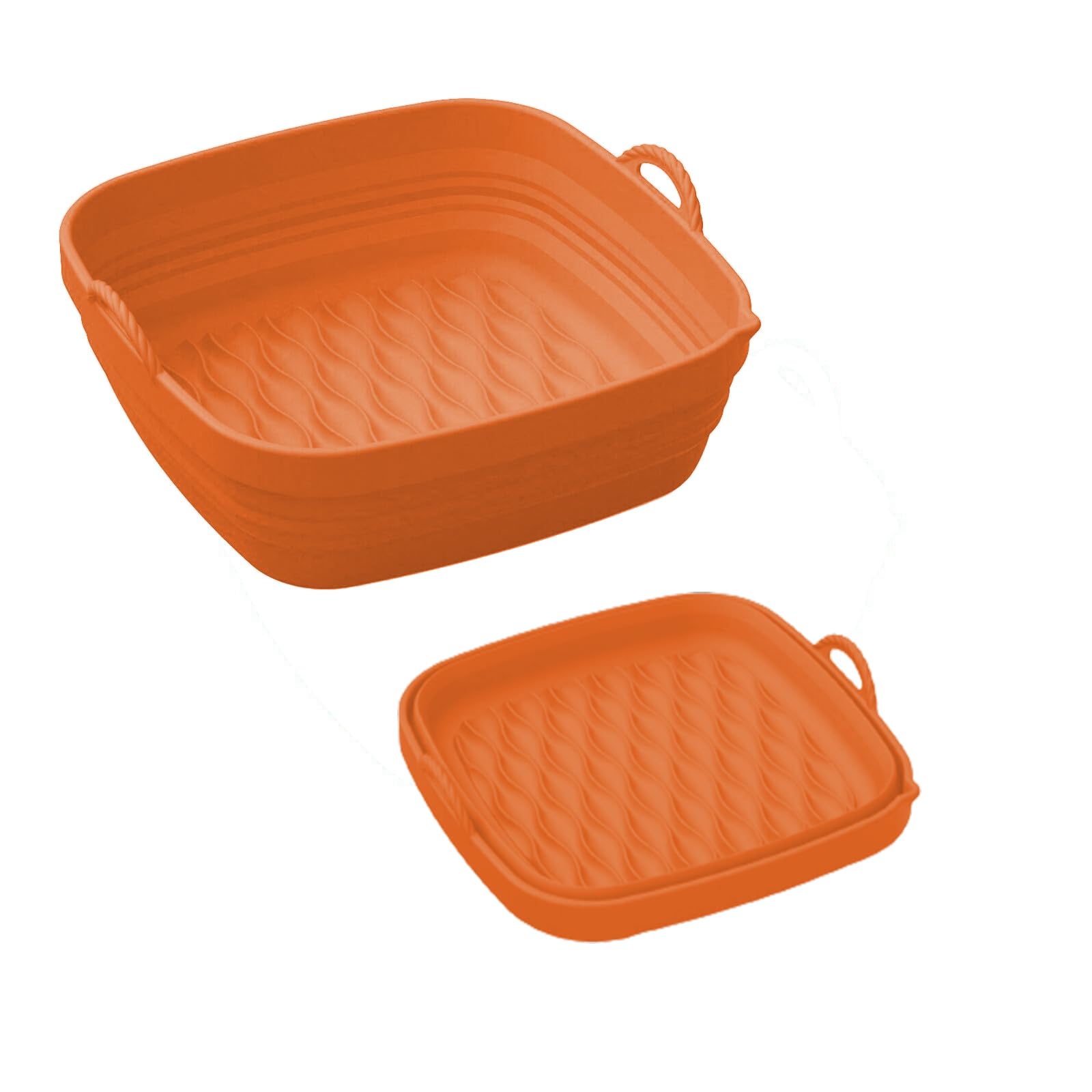 SELLD 7QT Square Silicone Air Fryer Liner Basket - Kitchen Accessories Reusable- Foldable - Heat Resistance - Dishwasher Safe for Oven and Microwave - (Orange)