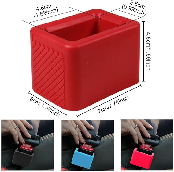 2 PCS Seat Belt Buckle Holder, Silicone Auto Rear Seatbelt Buckle Booster, Easy Access Seat Belt Buckle Safety Cover for Kids, Car Seatbelt Holder Makes Receptacle Upright Buckling (Black)