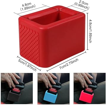 2 PCS Seat Belt Buckle Holder, Silicone Auto Rear Seatbelt Buckle Booster, Easy Access Seat Belt Buckle Safety Cover for Kids, Car Seatbelt Holder Makes Receptacle Upright Buckling (Black)