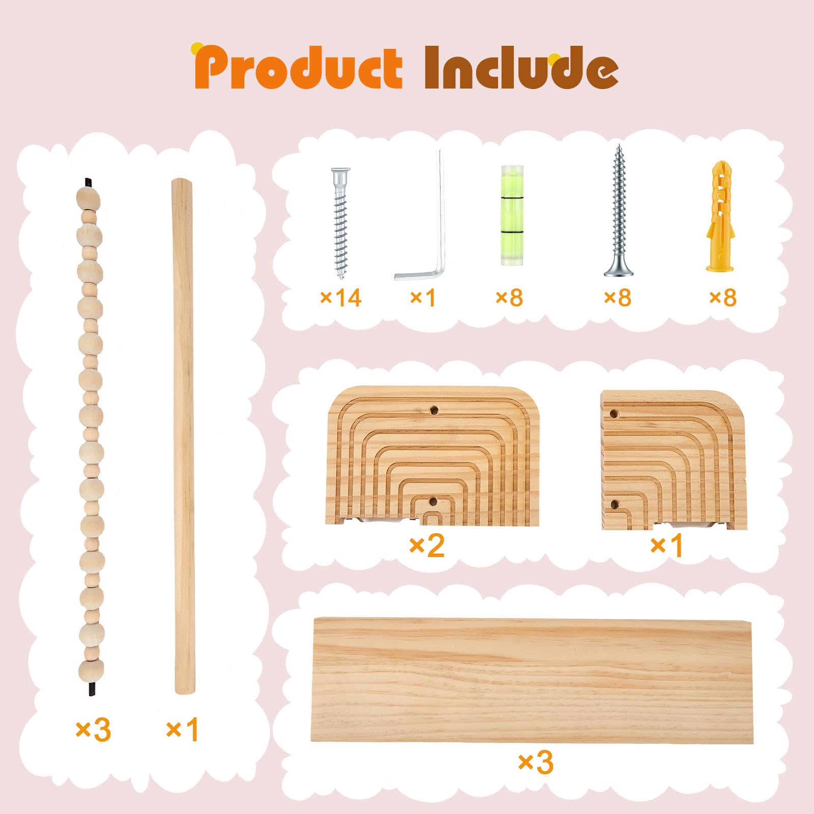 Étagères Murales en Bois Lot de 3, 40cm Bibliothèque Montessori Rangement Cadres Livre, Étagère Flottante pour Bureau Chambre Chambre et Cuisine
