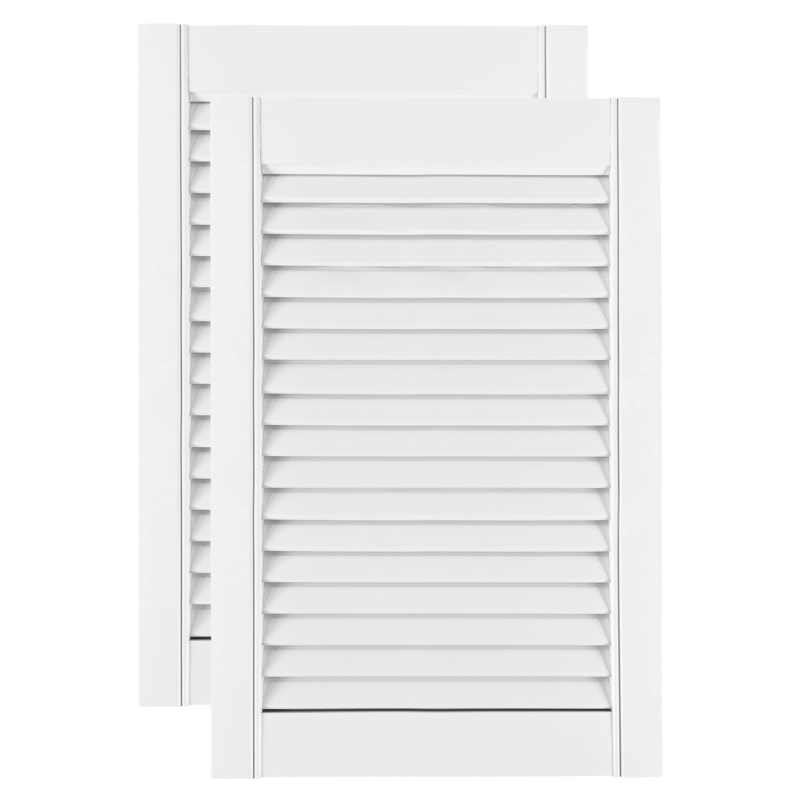 DecoMeister Porte a Lamelle in Legno 394x606 mm Confezione da 2 - Porta Lamella Pino Massiccio - Anta per Armadio a Persiana Aperta - Frontali Mobili e Antine per Guardaroba - Preverniciato Bianco