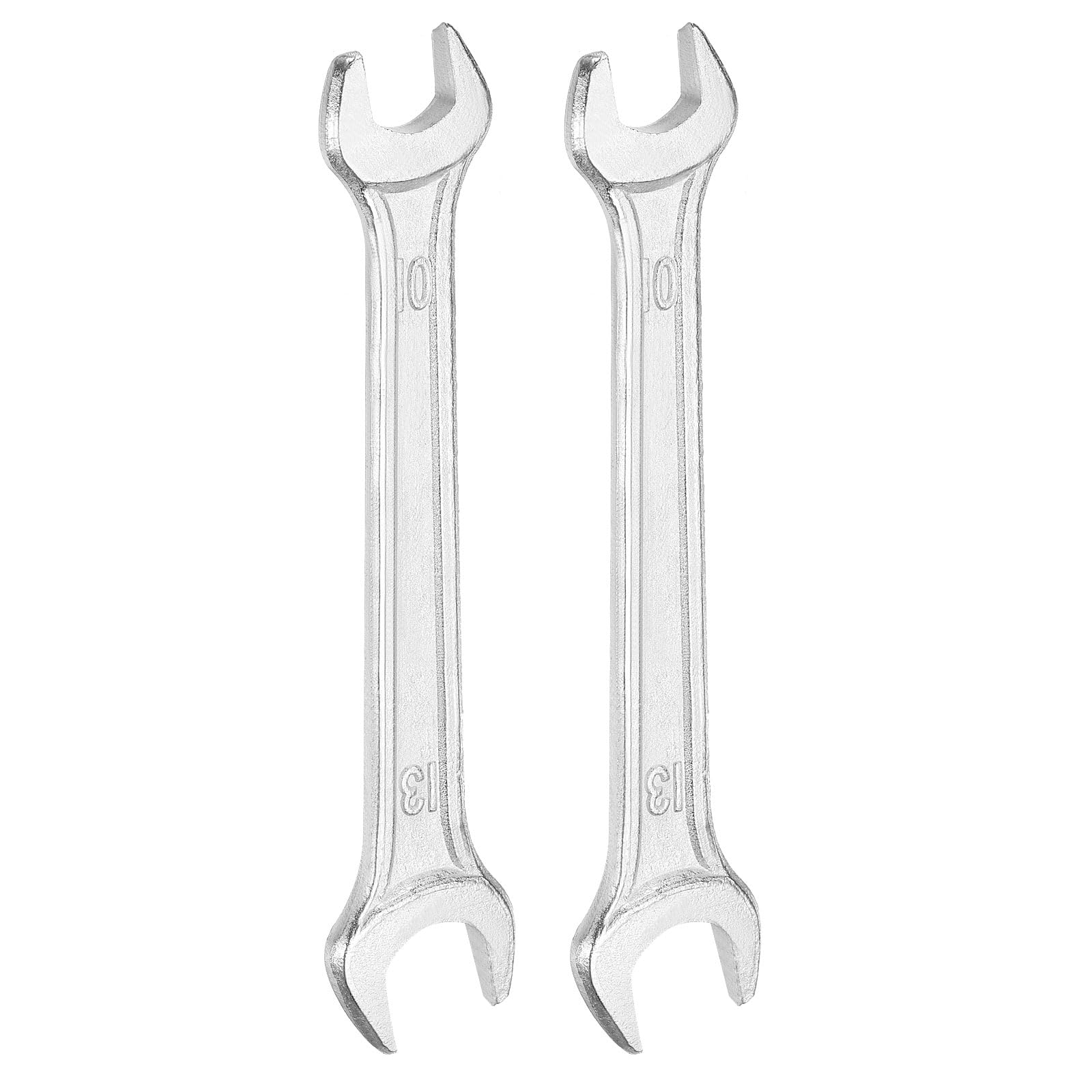sourcing map 2pcs Double Open End Wrench 10mm x 13mm Metric 15 Degree Offset Angle Small Flat Head Wrench Galvanizing Open Ended Spanner for Automotive Repair Furniture Assembly