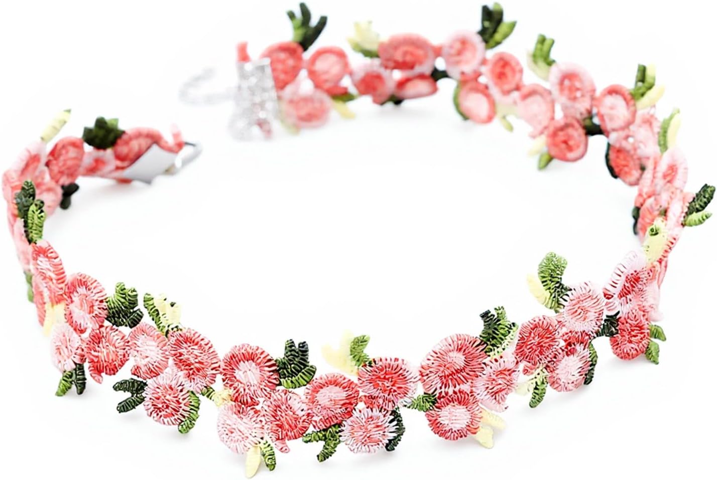Bohemia Flower Lace Choker Necklace Pink Embroidery Flower Necklaces Short Lace Collar Necklace Spring Floral Velvet Necklaces Chain Jewelry for Women