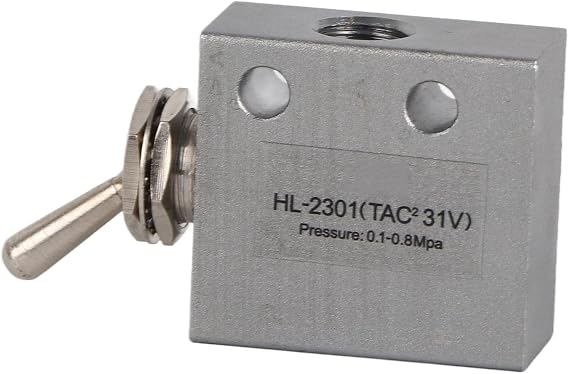 3 Position 2 Port Toggle Switch Pneumatic Mechanical Valve, Hand Controlled, Convenient, Metal Round Knob, Simple Structure, Small Size