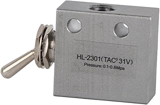 Durable HL2301 Pneumatic Mechanical Valve, 3 Position 2 Port Toggle Switch for Precise Control, Metal Round Knob