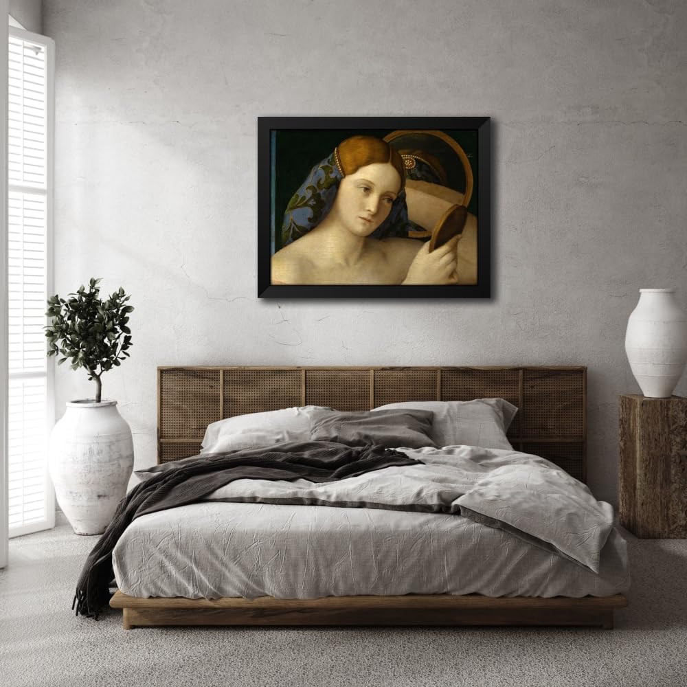 ArtDirect Giovane donna allo specchio Custom Framed Art Print Giclee Print or Canvas Options with Various Sizes and Customization by Bellini, Giovanni (44090)
