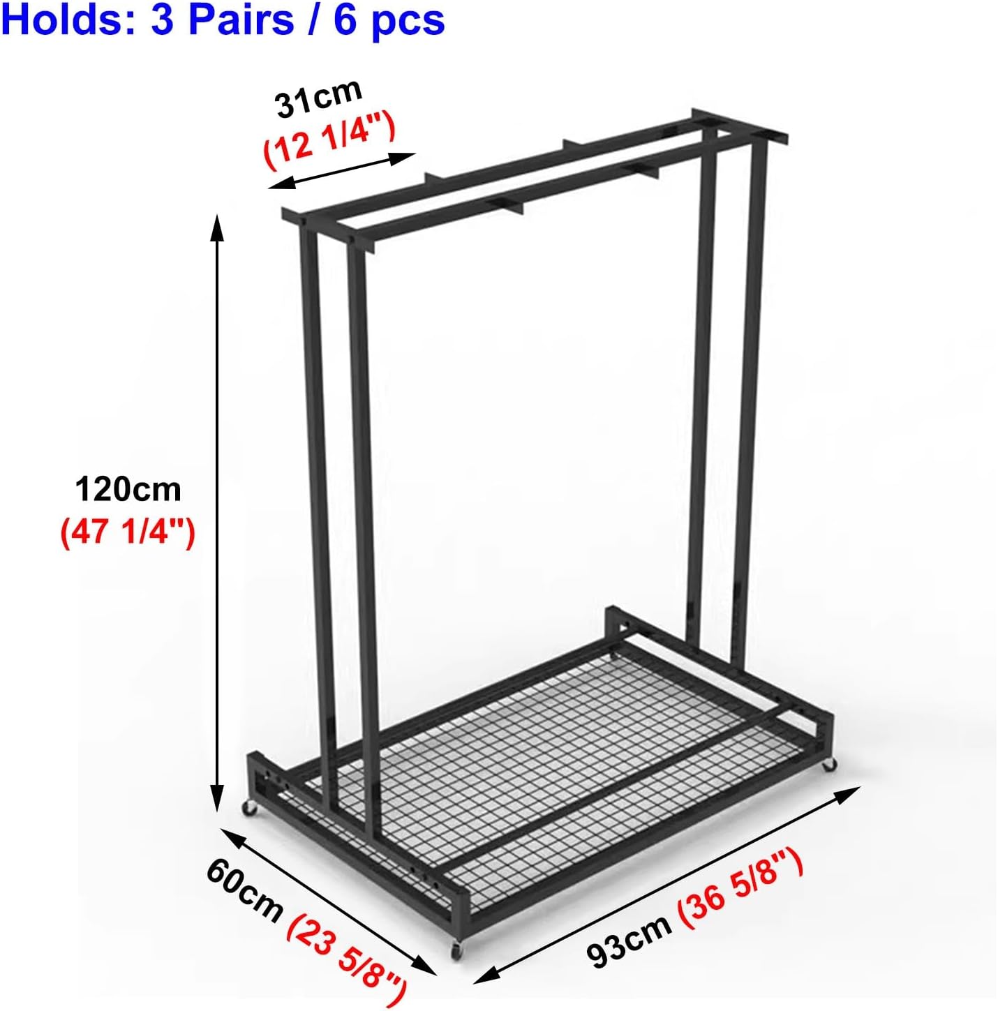 Ski and Snowboard Storage Rack, Free Standing Movable Organizer for Indoor Use, Ideal for Garage, Shed, or Home Display