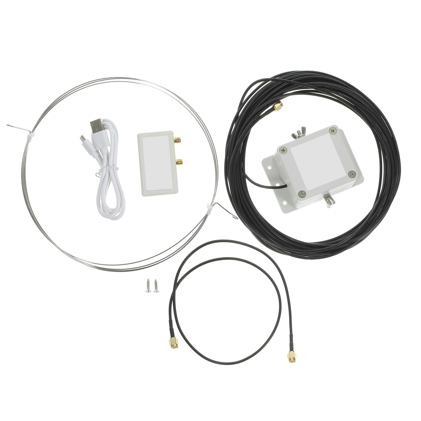 HOMSFOU Antenne Annulaire Active Modèle 30 pour Réception Ondes Moyennes, Installation Facile USB, Usage Balcon Et Toit, Suppression Bruit Local, Acier Inoxydable