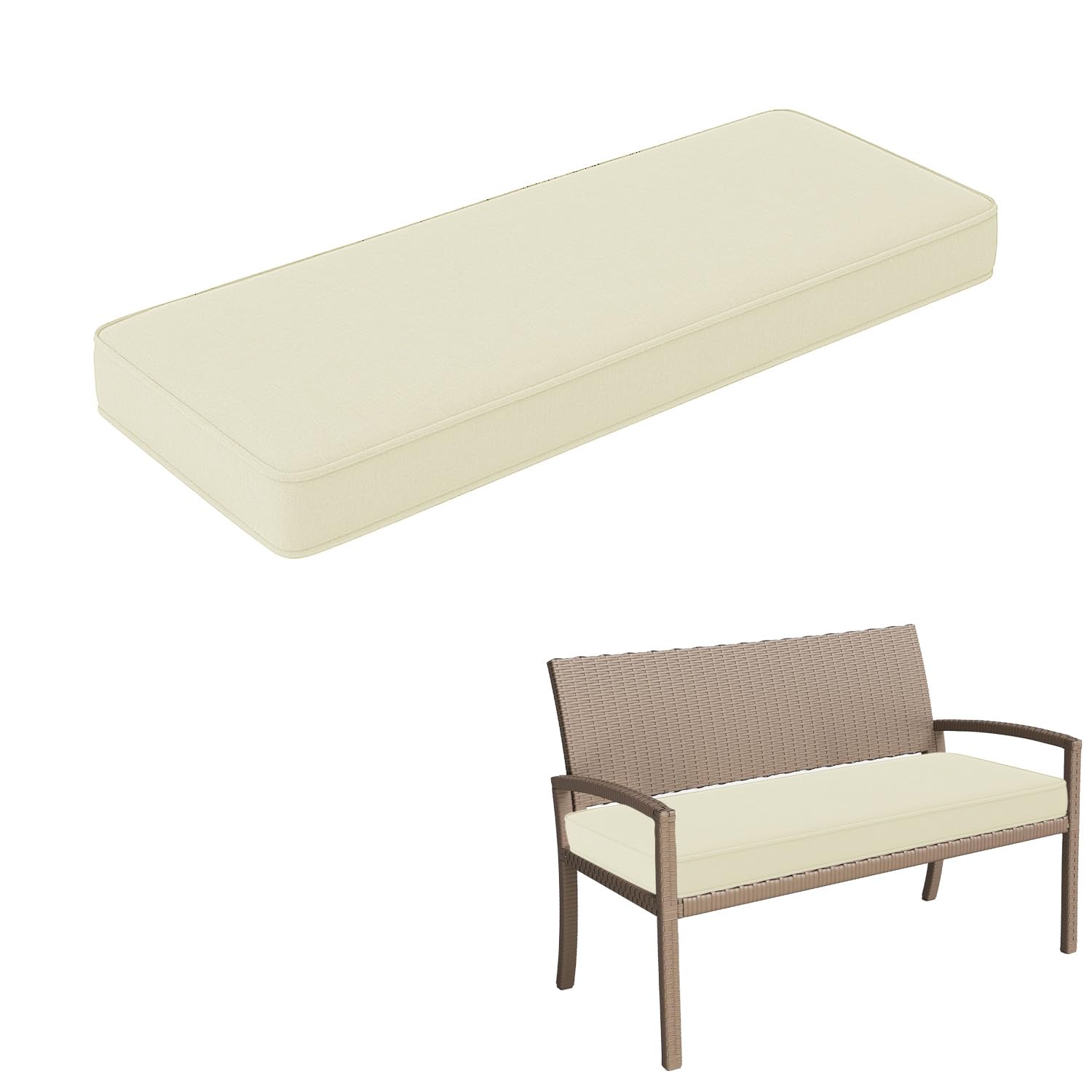 Cuscino antiscivolo per panca da giardino, 100 x 30 x 5 cm, lavabile, per terrazza, veranda, altalena e finestra, comodo accessorio per mobili da esterno