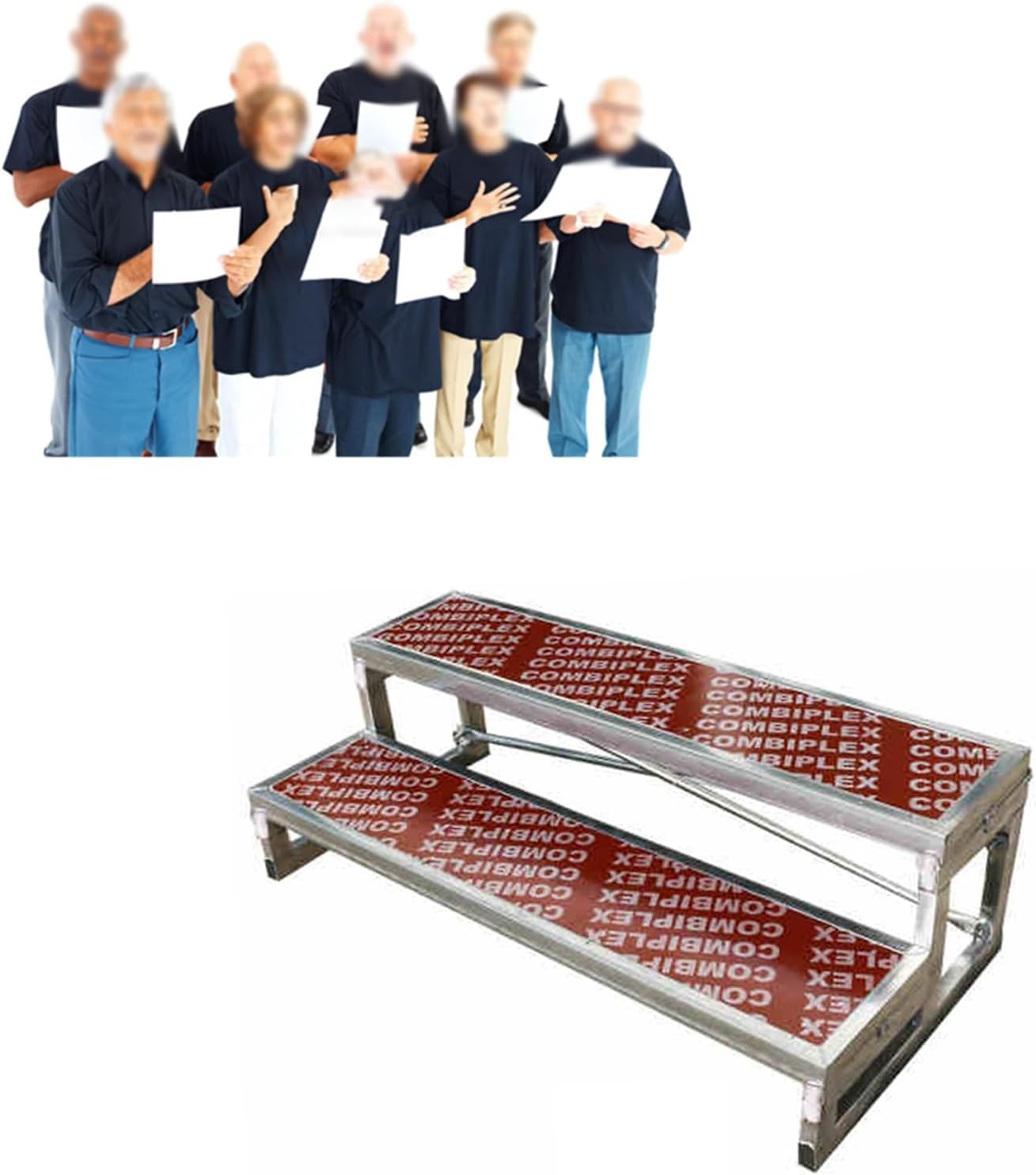 Portable Choir Risers 2-Tier - 78.75" Lightweight Stage Platform for Churches & Events, Durable for Indoor/Outdoor Performances & Group Photos