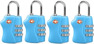 TSA Security Combination Lock Suitcase Luggage Bag Code Lock Padlock (Blue-4 Pack)