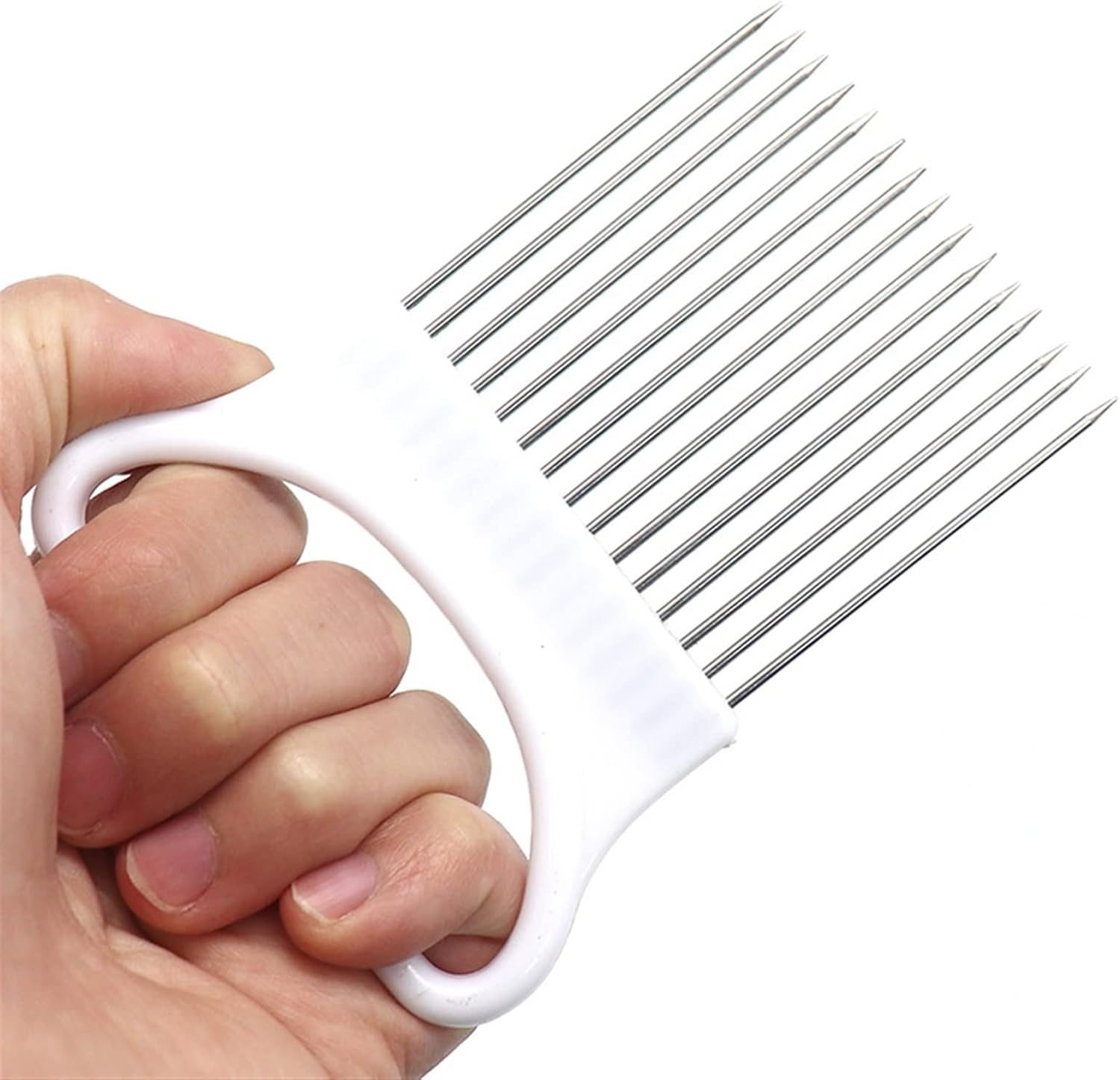 Mandolines Stainless Steel Onion Needle Fork Pine Meat Vegetable Fruit Slicer Tomato Cutter Cutting Holder Kitchen Accessorie Tool(Green)
