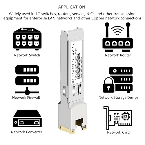 Miniatura 5 de 1.25G SFP-T para HPE Aruba J8177D J8177DCM JL747A Procurve J8177C J8177B J8177A 1000Base-T SFP a RJ45 cobre 328.1ft Cat5e Mini-GBIC módulo