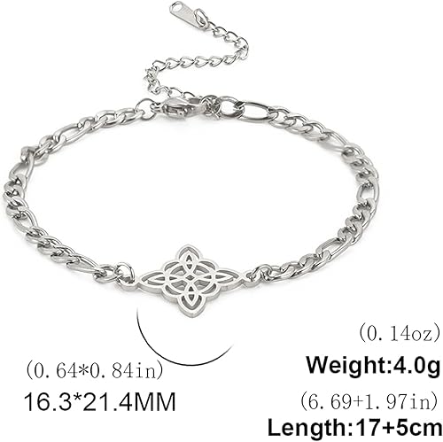 Miniatura 4 de Pulsera de nudo de bruja, nudo celta, símbolo de Wicca pagana, nudo mágico, pulsera de joyería de brujería, pulsera de acero inoxidable ajustable