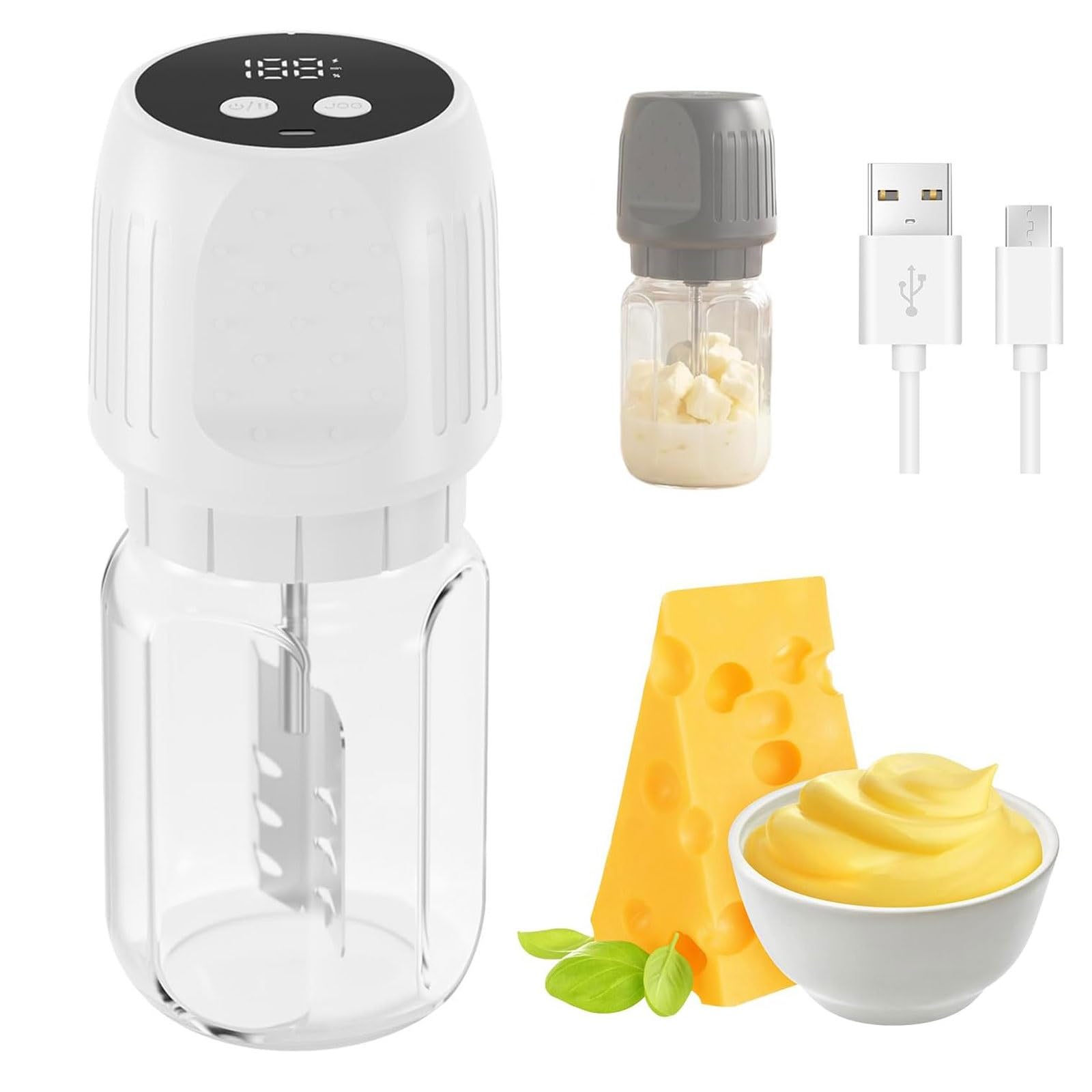 Baratte beurre automatique 1L avec pot verre,machine beurre faite maison