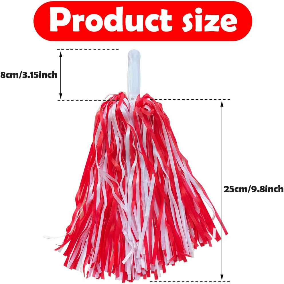 Hooshing 12/24/80PCS Pom Poms Cheerleading Sports Spirited Plastic Cheer Pompoms with Handles for Kids Adults Team Party Dance Cheering