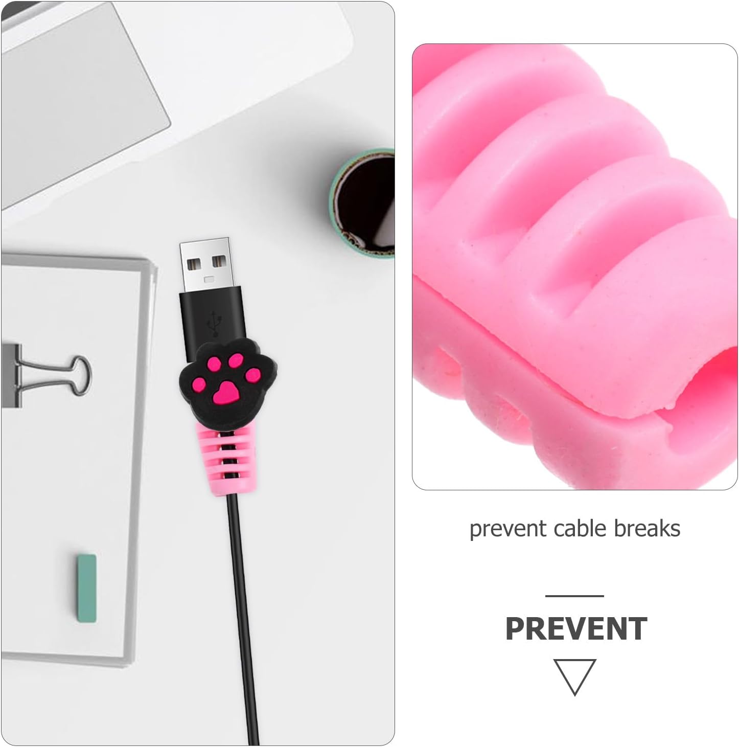 OSALADI 10 Pcs Cute Charger Cable Cover Protector, Pink, 2cm, Micro USB, Compatible with All Original Charging Cords