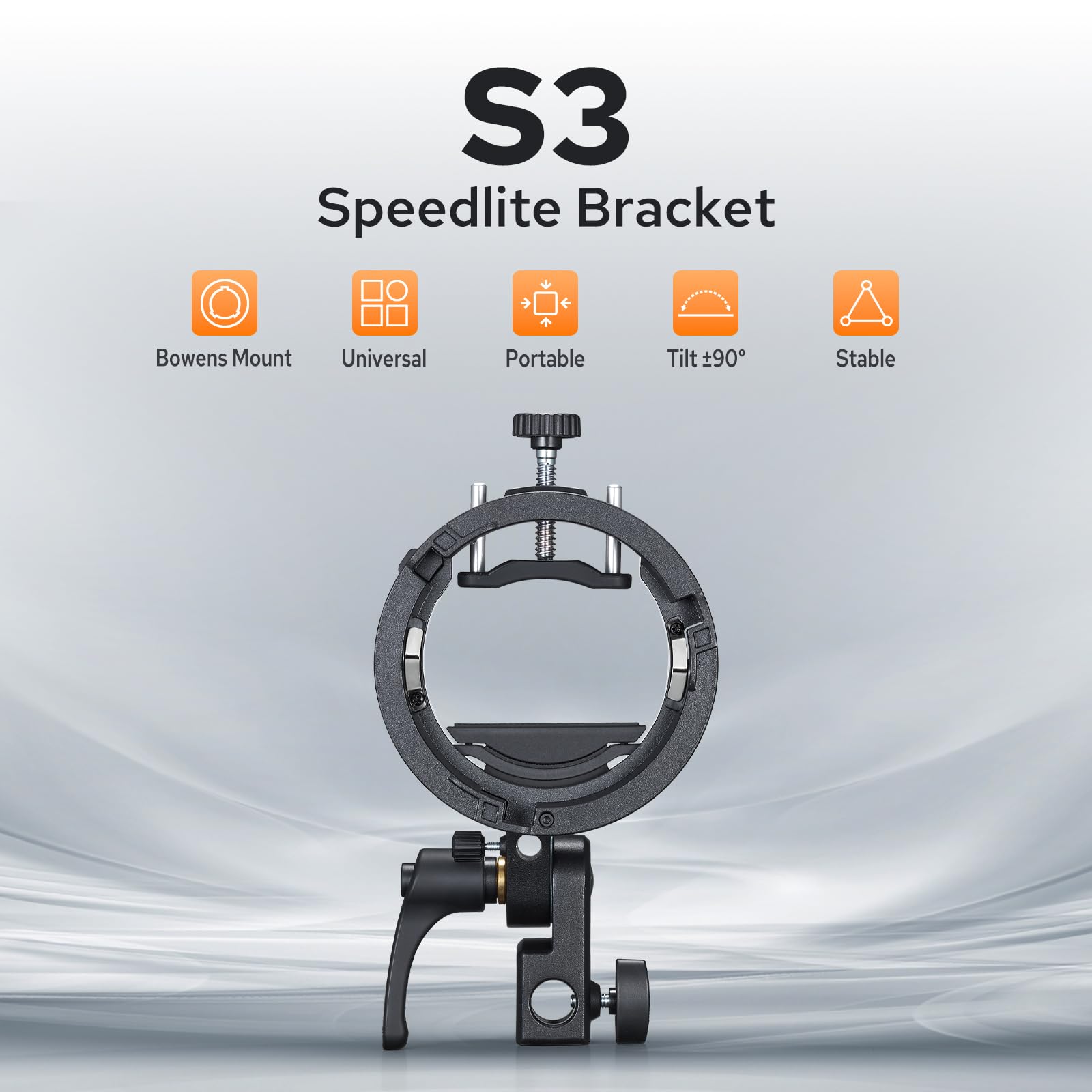Godox S3 Support Bowens Monture, Bracket Bowens de Flash pour Godox V1, V1Pro, V480, V860III, TT685II, TT600, TT350, AD200 Pro, Support de Flash
