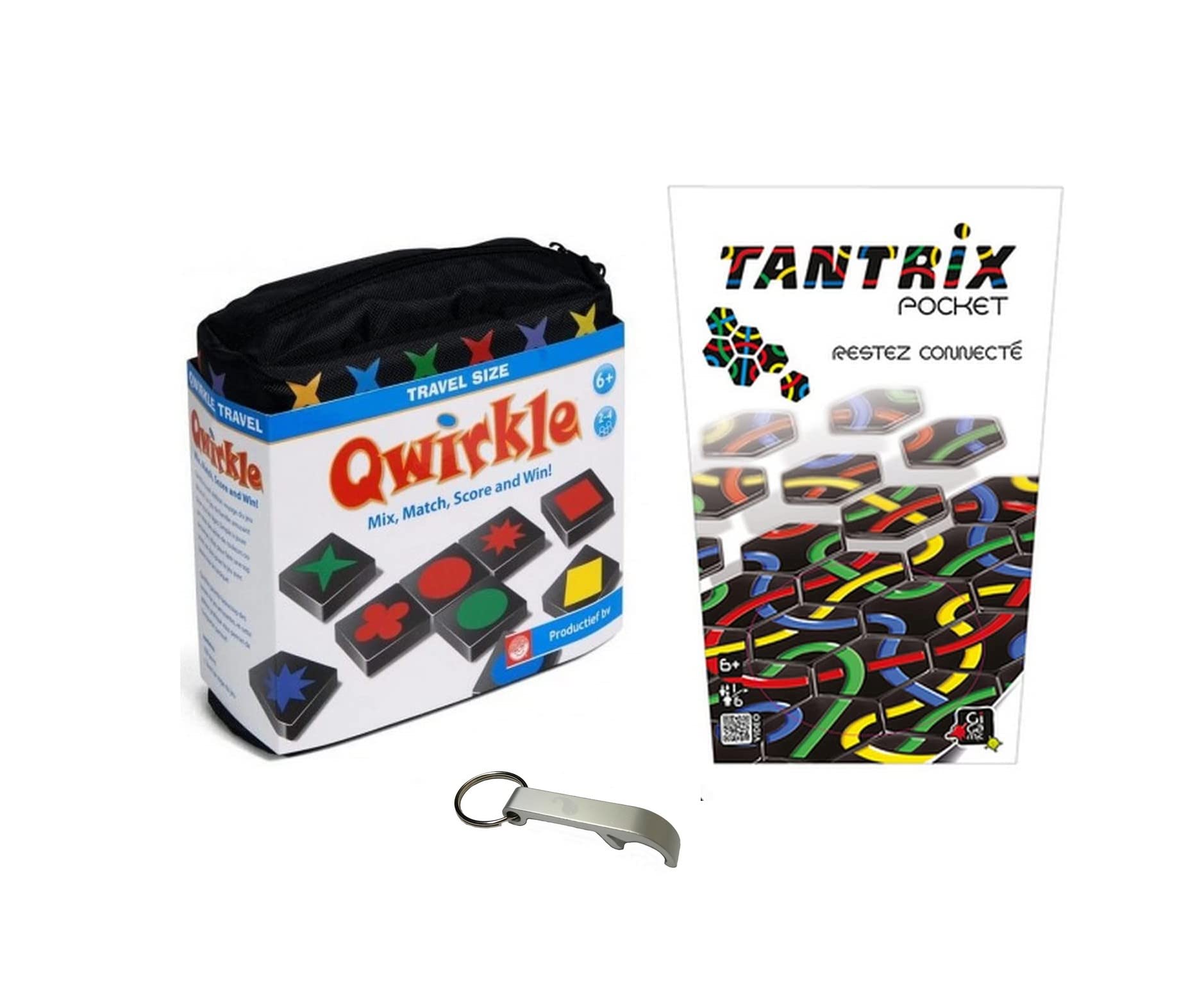 Qwirkle Voyage Set + Tantrix Pocket + 1 Flaschenöffner Blumie (Tantrix + Qwirkle)