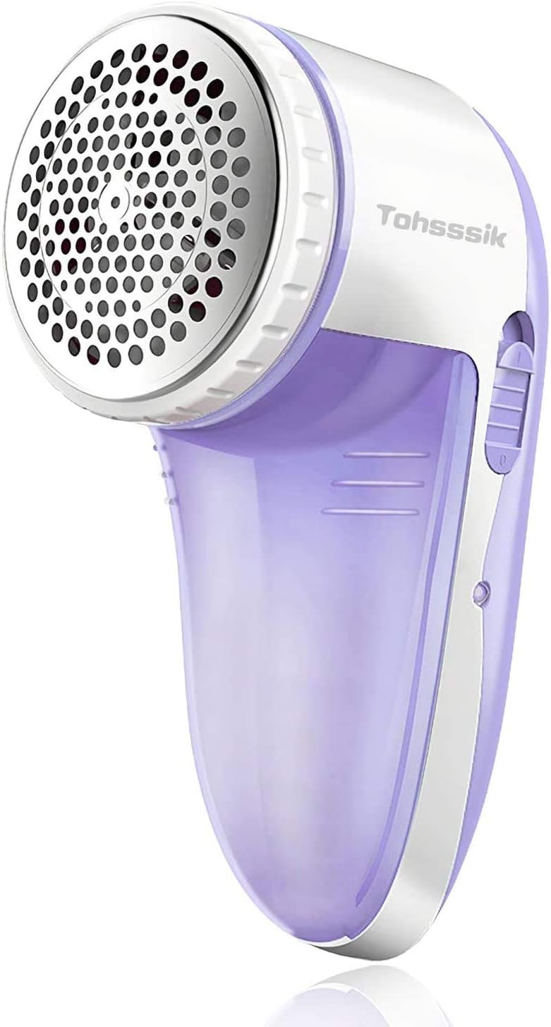 Fabric Shaver Fuzz Remover, Lint Remover Shaver Rechargeable Lint Shaver with 2 pcs 3-bladed, Professional Sweater Shaver Fabric Fuzz Remover, Lint Remover for Clothes Shaver (Purple)