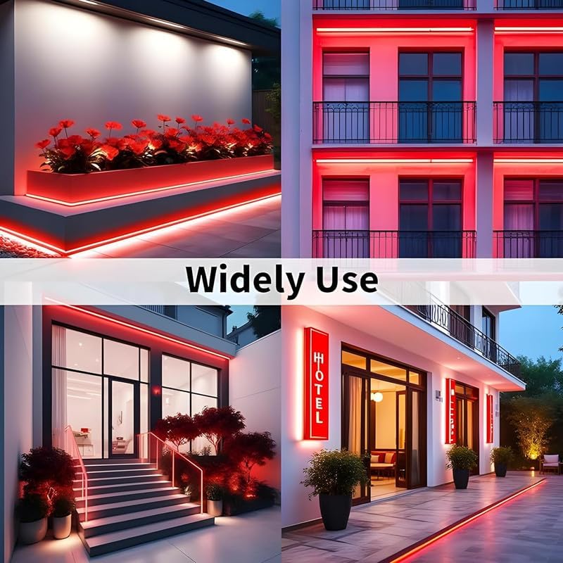 Image of 16.4 Feet LED Neon Strip Light | 12V Adapter, Waterproof IP65, Silicone Flexible Rope Light for Home Wall Decor & Gaming Room| Led Strip Lights | Neon Lights 5 Meter | (Red)
