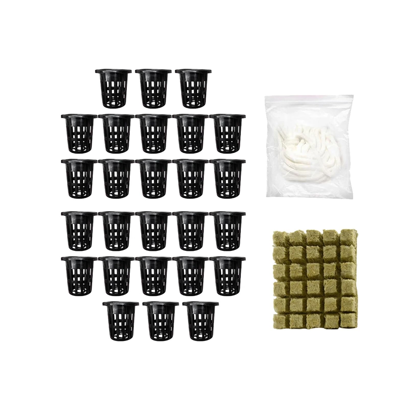 Kostki do uprawy roślin z wełny， Akcesoria Zestaw hydroponiczny DIY Kubki szczelinowe Uprawa roślin Wielofunkcyjny ogród domowy(White 50pcs)