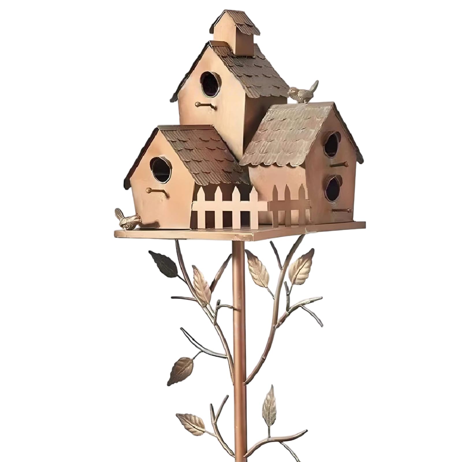Hredyqw Bed Birdhouse Decor Metal Garden Stake with Vintage Iron Finish, Patio Yard Accent for Outdoor Border Display and Garden Styling