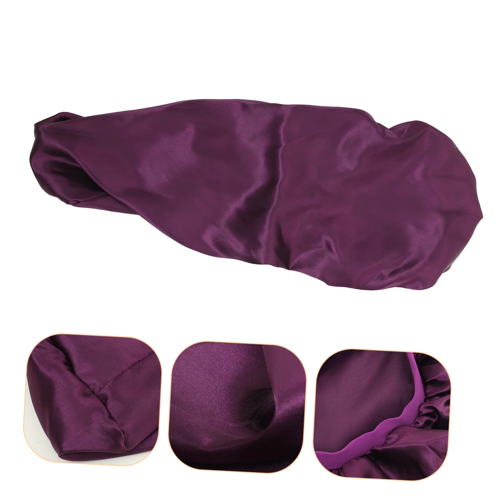 Gorro de Dormir Largo de Satén Púrpura para Mujer, 3 Piezas | Cabello Largo y Rizado, Ajuste Cómodo, Evita Enredos Uso Gimnasio y Running