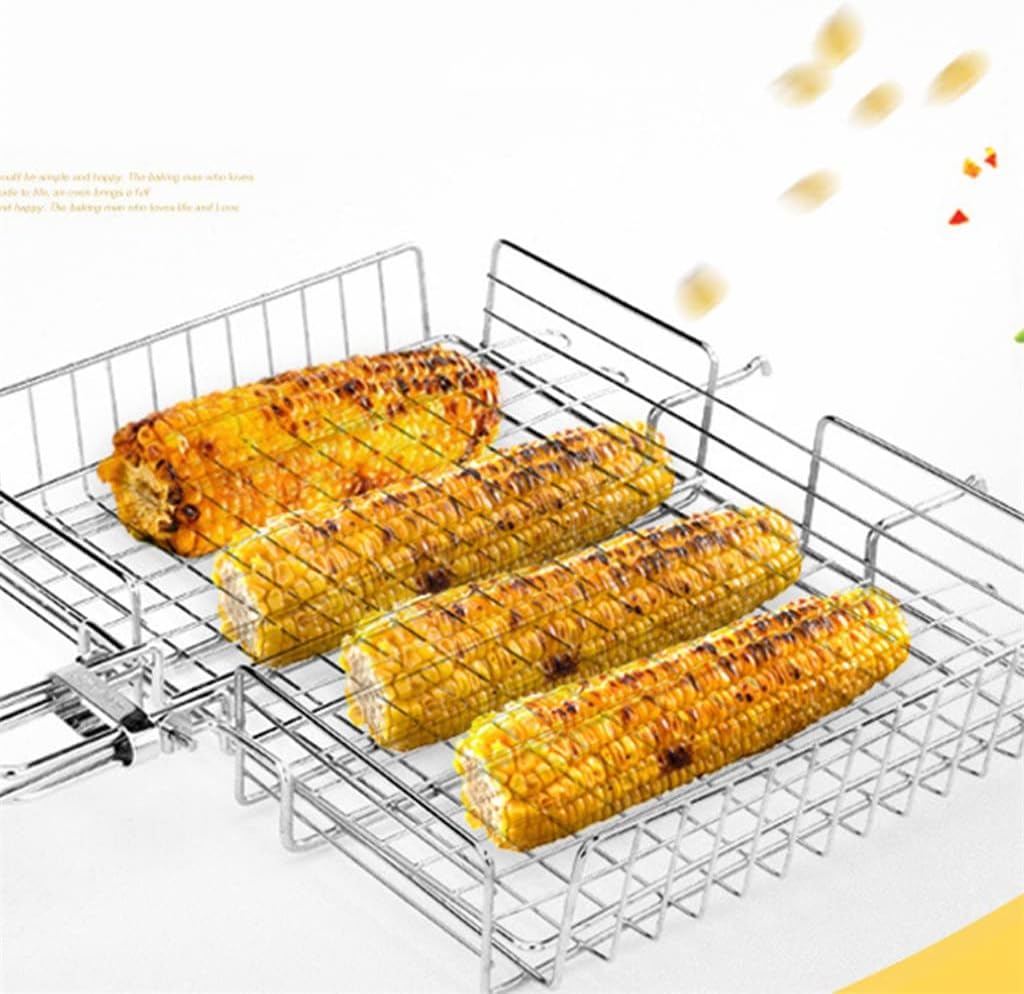 JSEIAJB Bbq Grilling Tray Basket Stainless Steel Heat Resistant Grill Basket with Detachable Handle Easy to Clean