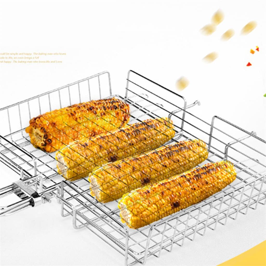 Bbq Taca do grillowania Kosz ze stali nierdzewnej Odporny na ciepło kosz do grilla z odłączanym uchwytem Łatwe do czyszczenia Podwójny komfort