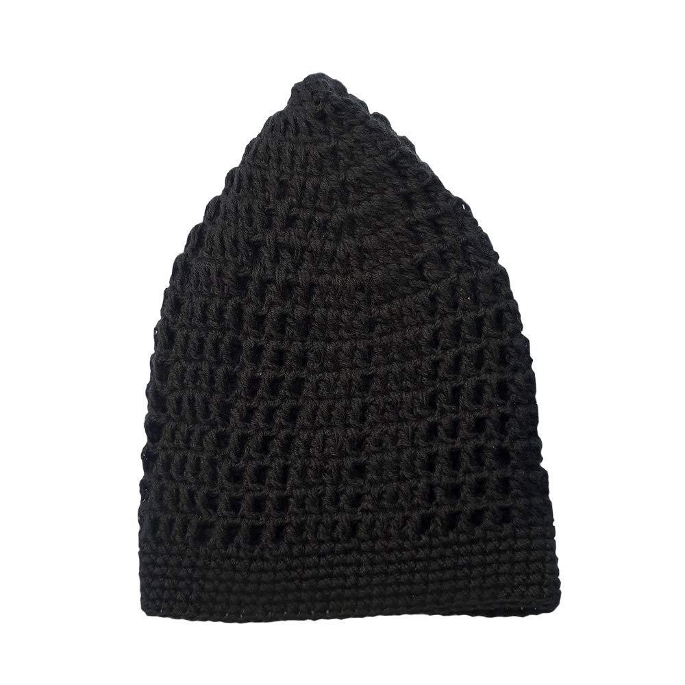 TheKufiBlack Tight & Loose Weave Mix Crocheted Comfortable Cotton Muslim Kufi Topi Skull Prayer Cap
