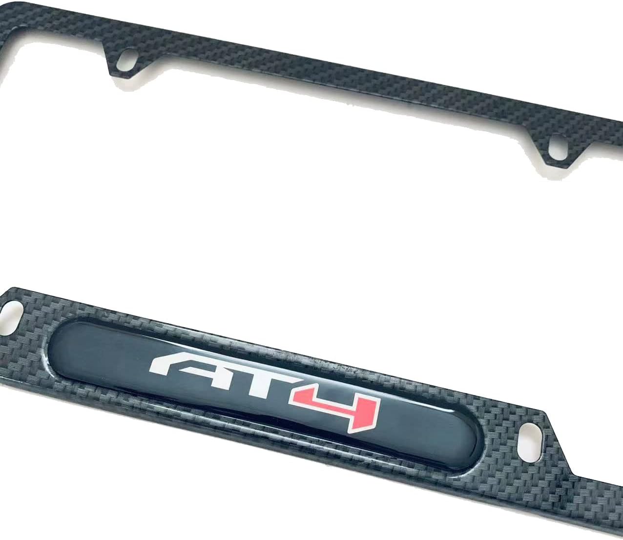 AT4 License Plate Frame Cover Holder Carbon Fiber for GMC Chevy Truck- Stainless Steel (2)
