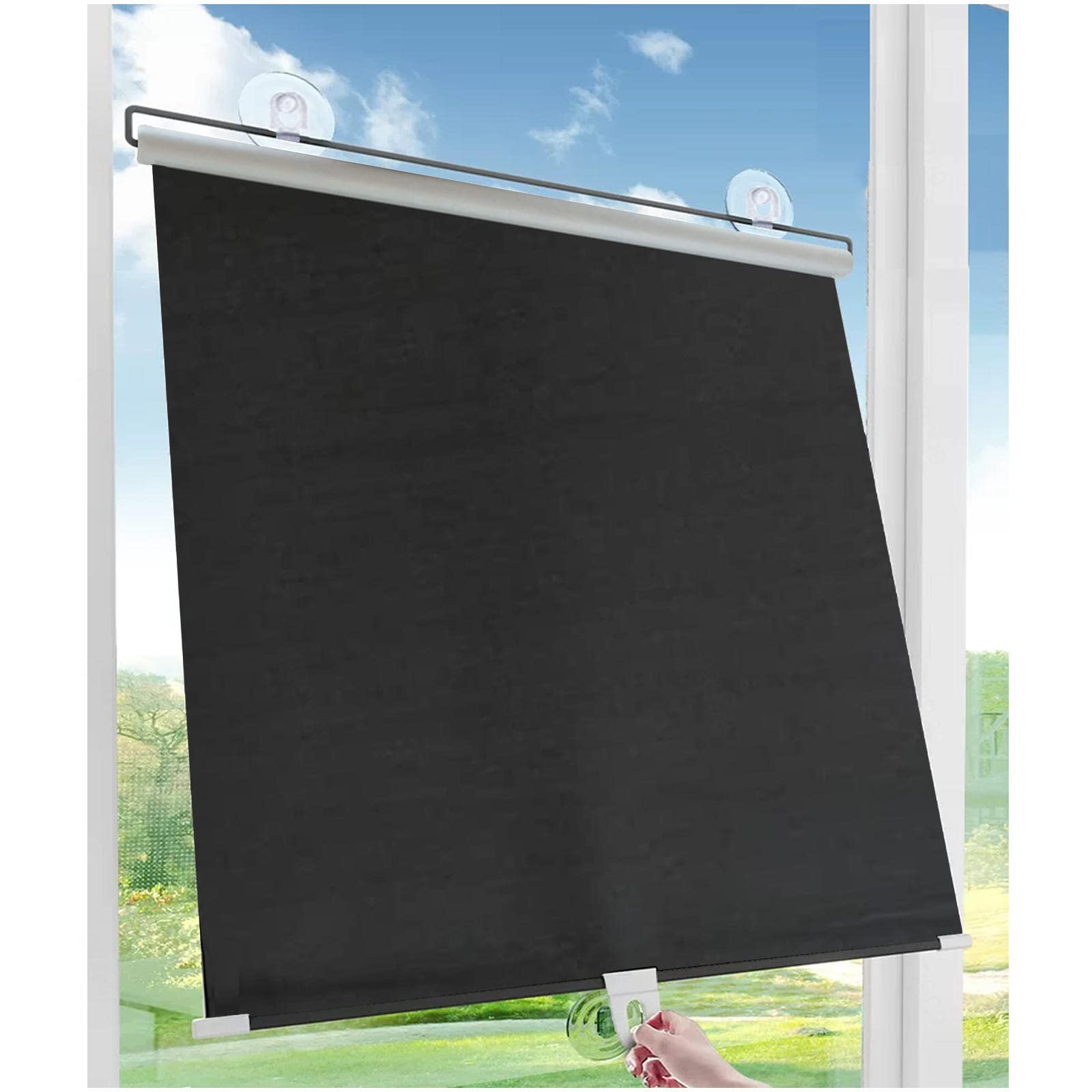 Rolety na przyssawkach bez konieczności wiercenia, Rolety z przyssawką Zaciemniające, chowane, wielokolorowe, w wielu rozmiarach(Black,58 * 125Cm/23 * 49In)