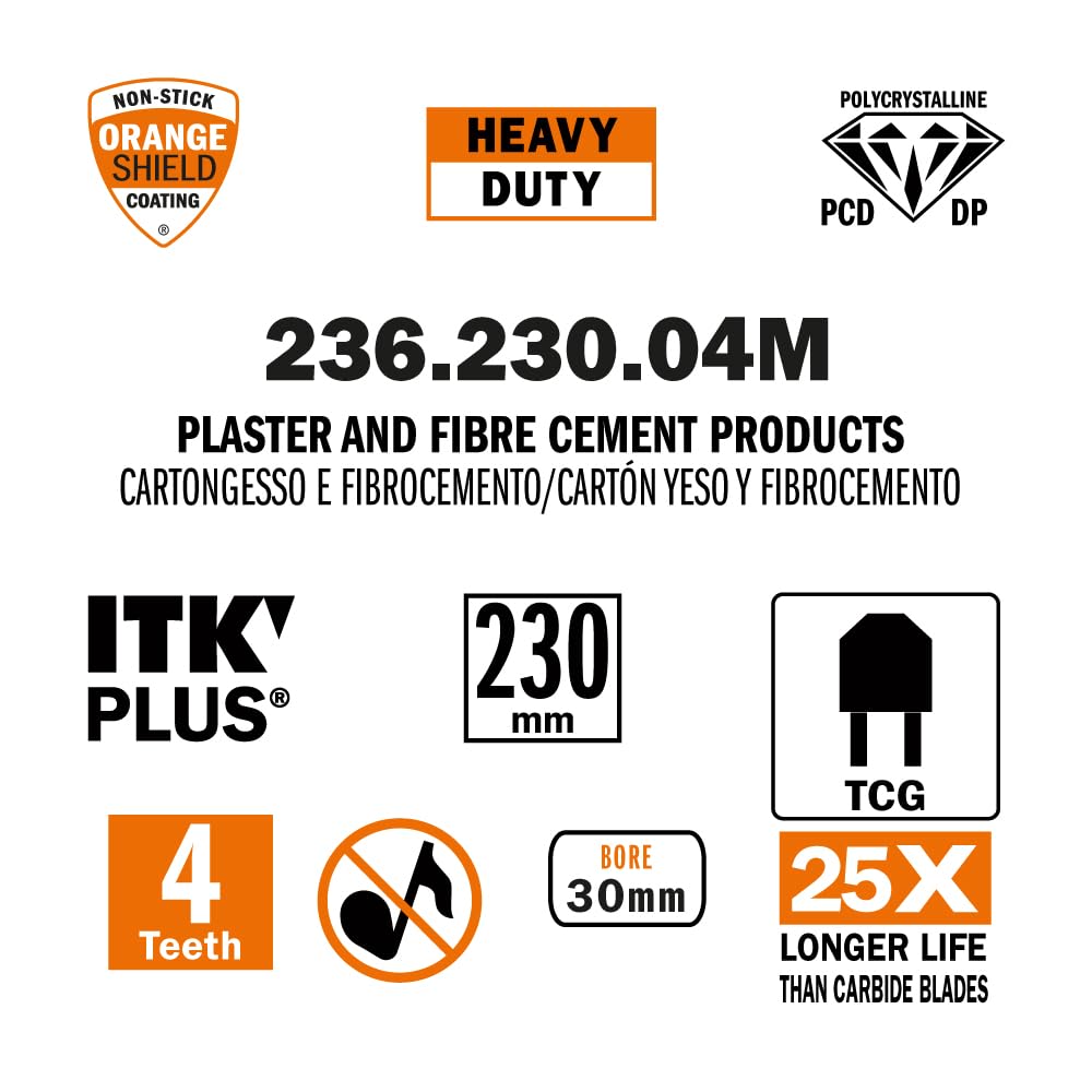 CMT Orange Tools 236.230.04M - Sierra circular para mat. abrasivos d 230x2.2x30 z4 dp